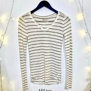 Women's Striped White and Black Top